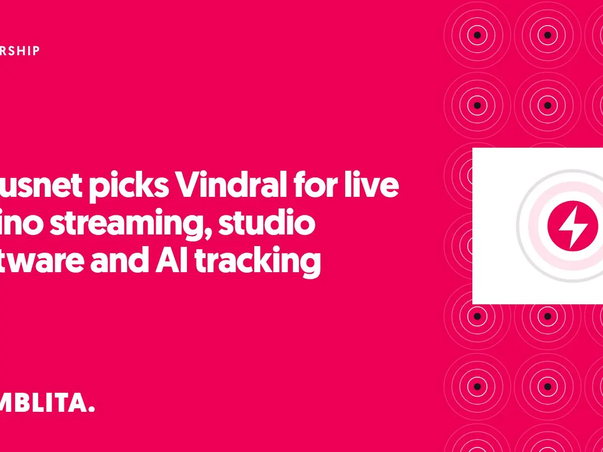 Gamblita cover graphic: Amusnet picks Vindral for live casino streaming, studio software and AI tracking