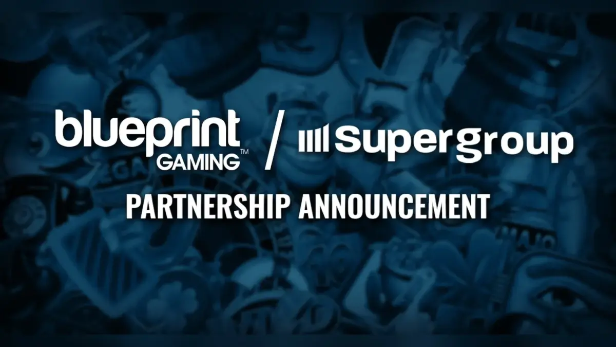 Blueprint Gaming and Supergroup partnership announcement graphic