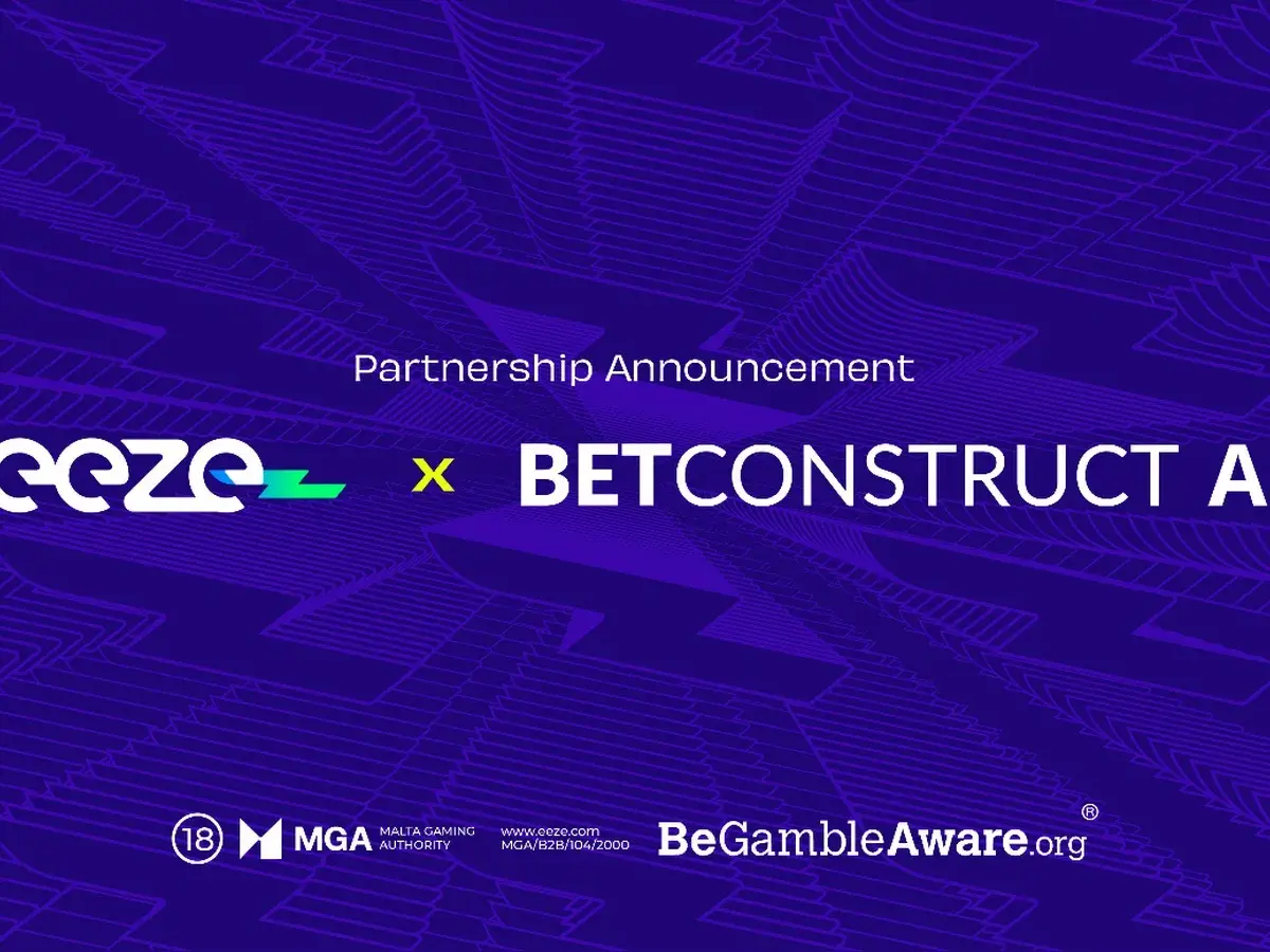 Eeze and BetConstruct logos on a partnership announcement graphic