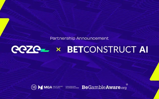 Eeze and BetConstruct logos on a partnership announcement graphic