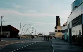 Atlantic City boardwalk with the Steel Pier Ferris wheel in New Jersey