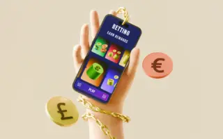 Hand holding a smartphone showing a gambling app