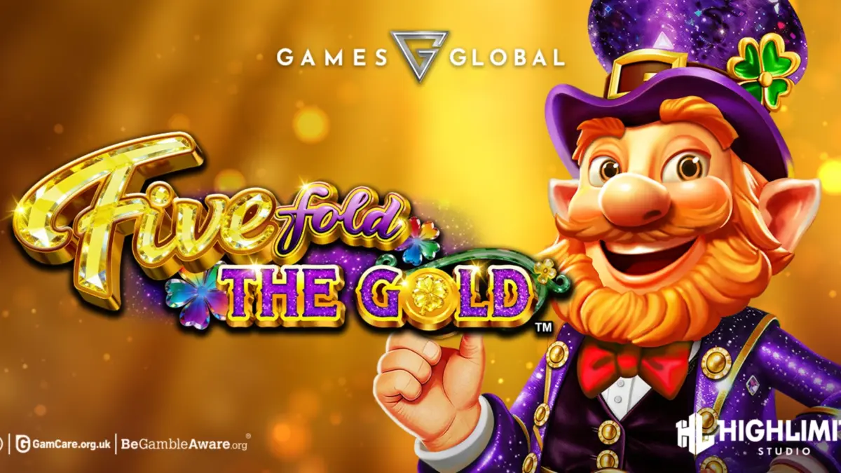 Fivefold the Gold slot artwork showing a leprechaun with the Games Global and High Limit Studio logos
