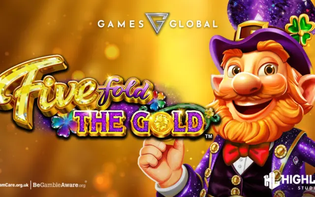 Fivefold the Gold slot artwork showing a leprechaun with the Games Global and High Limit Studio logos