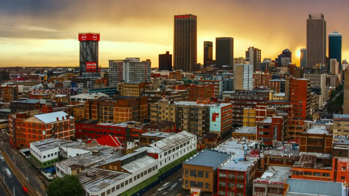 Johannesburg skyline at sunset