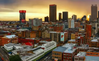 Johannesburg skyline at sunset