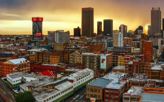 Johannesburg skyline at sunset