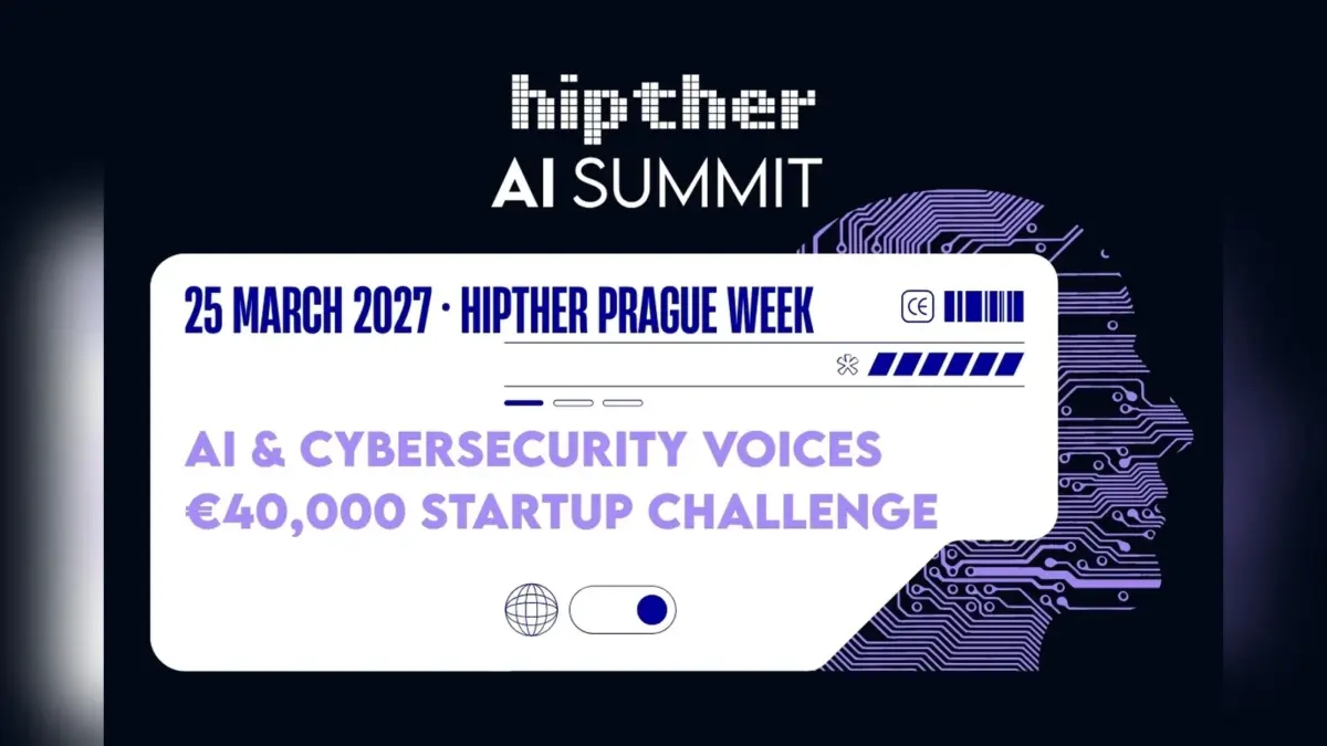 Announcement graphic for the HIPTHER AI Summit on 25 March 2027 during Prague Week