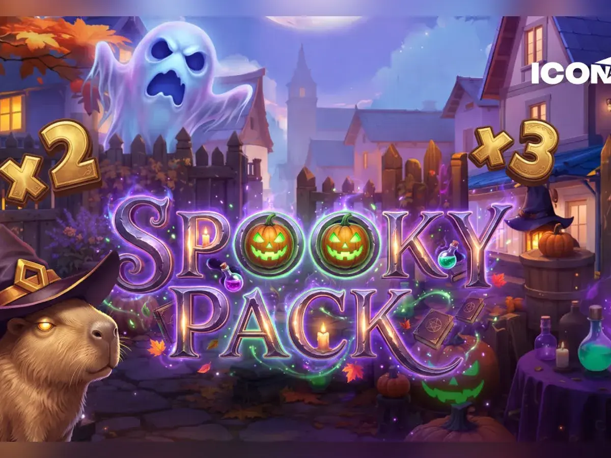 Halloween pack artwork with a ghost, a skull and a capybara in a witch hat