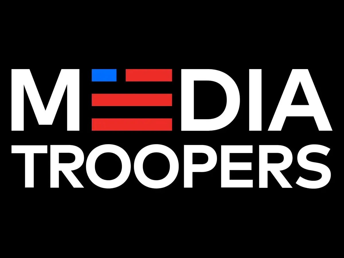 Media Troopers logo in white, red and blue on a black background