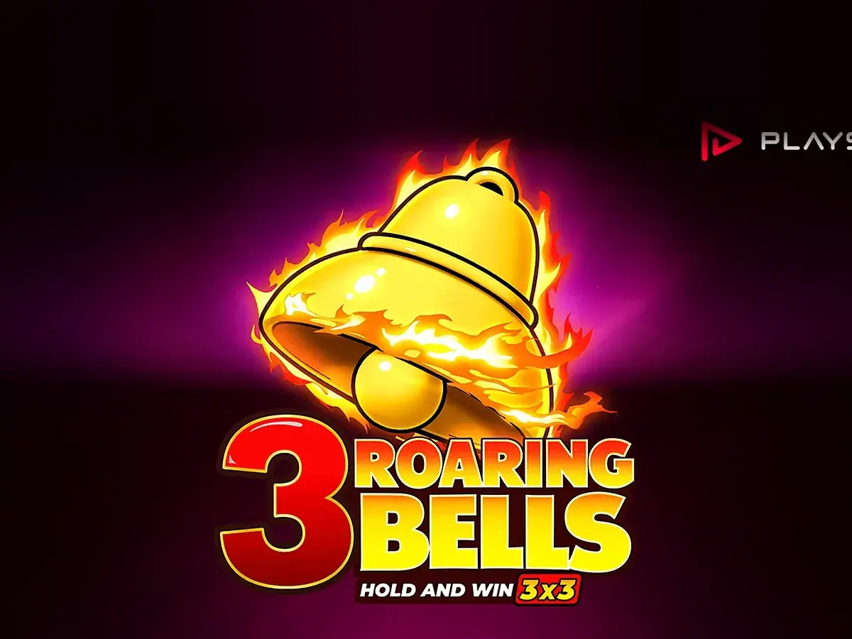 Playson 3 Roaring Bells: Hold and Win slot artwork with a flaming golden bell
