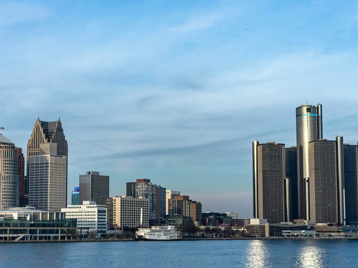 Detroit skyline across the Detroit River