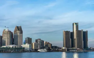 Detroit skyline across the Detroit River