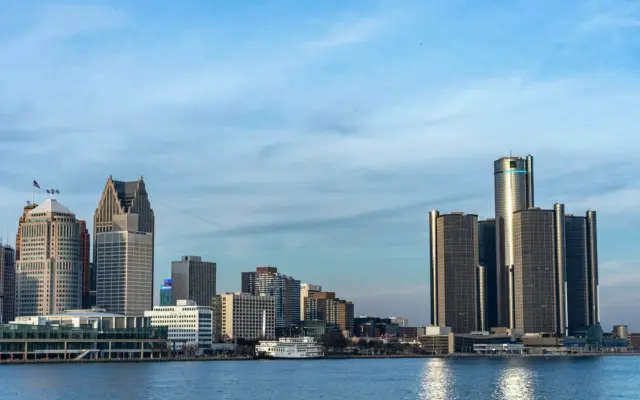 Detroit skyline across the Detroit River