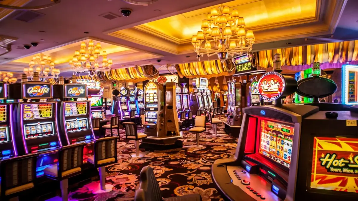 Slot machines on a casino floor