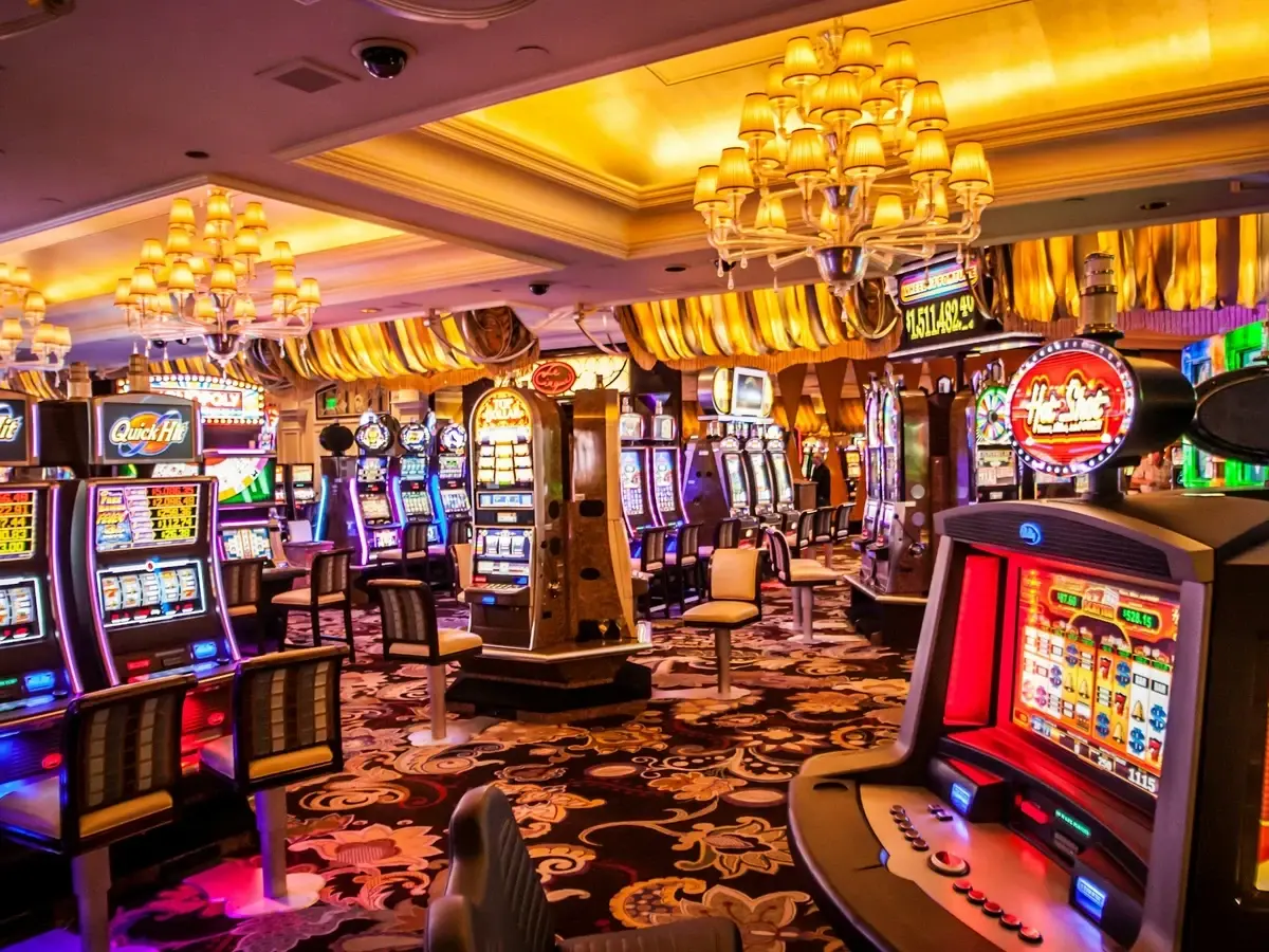 Slot machines on a casino floor