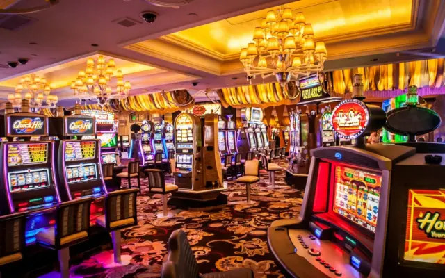 Slot machines on a casino floor